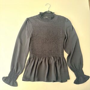 Kacey Montoya’s Clothes | Flawless Navy Mock Neck Blouse